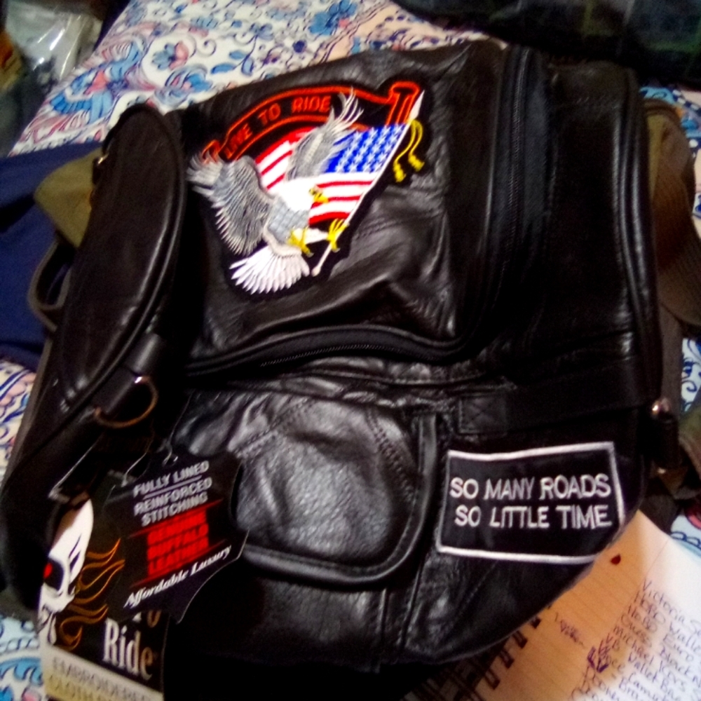 Black buffalo leather bag
